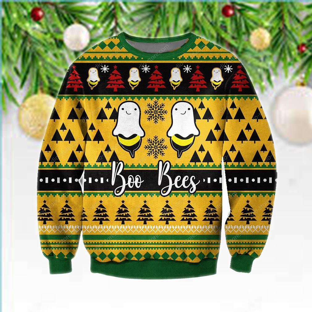 Knitting Pattern Boo Bees Ugly Christmas Sweater Adult 3D Funny Matching for family