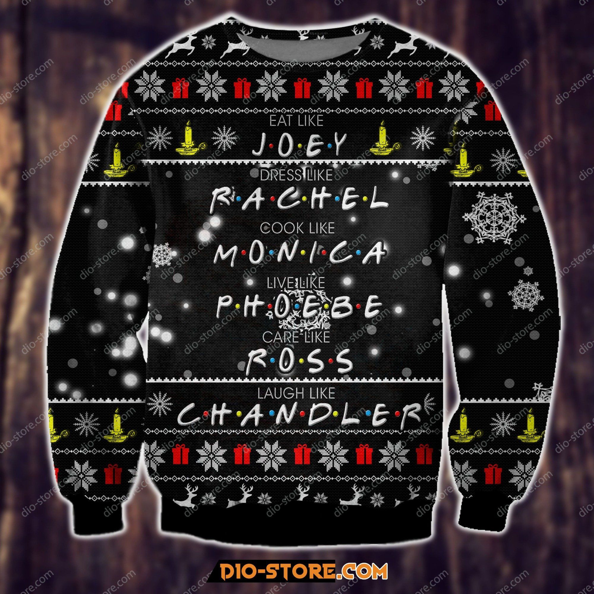 Knitting Pattern Friends Eat Like Joey, Dress Like Rachel American Sitcom For Unisex Ugly Christmas Sweater Adult 3D Funny Matching for family