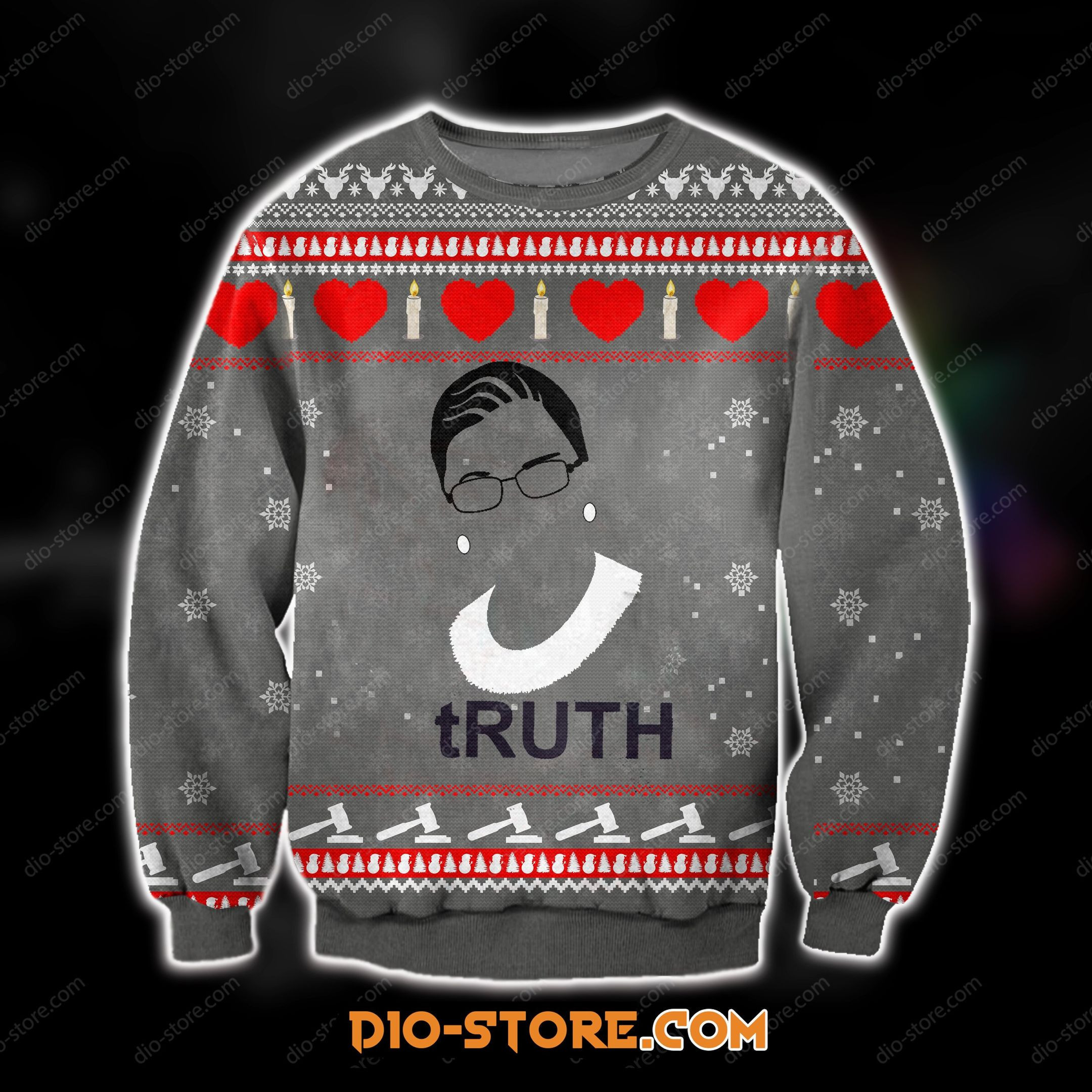 Knitting Pattern Ruth Bader Ginsburg For Unisex Ugly Christmas Sweater Adult 3D Funny Matching for family