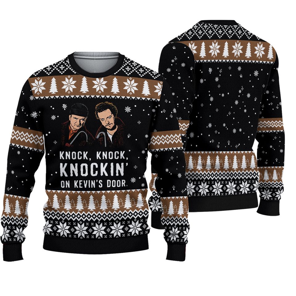 Knock Knock On Kevin's Door Christmas Ugly Sweater, Home Alone Sweater