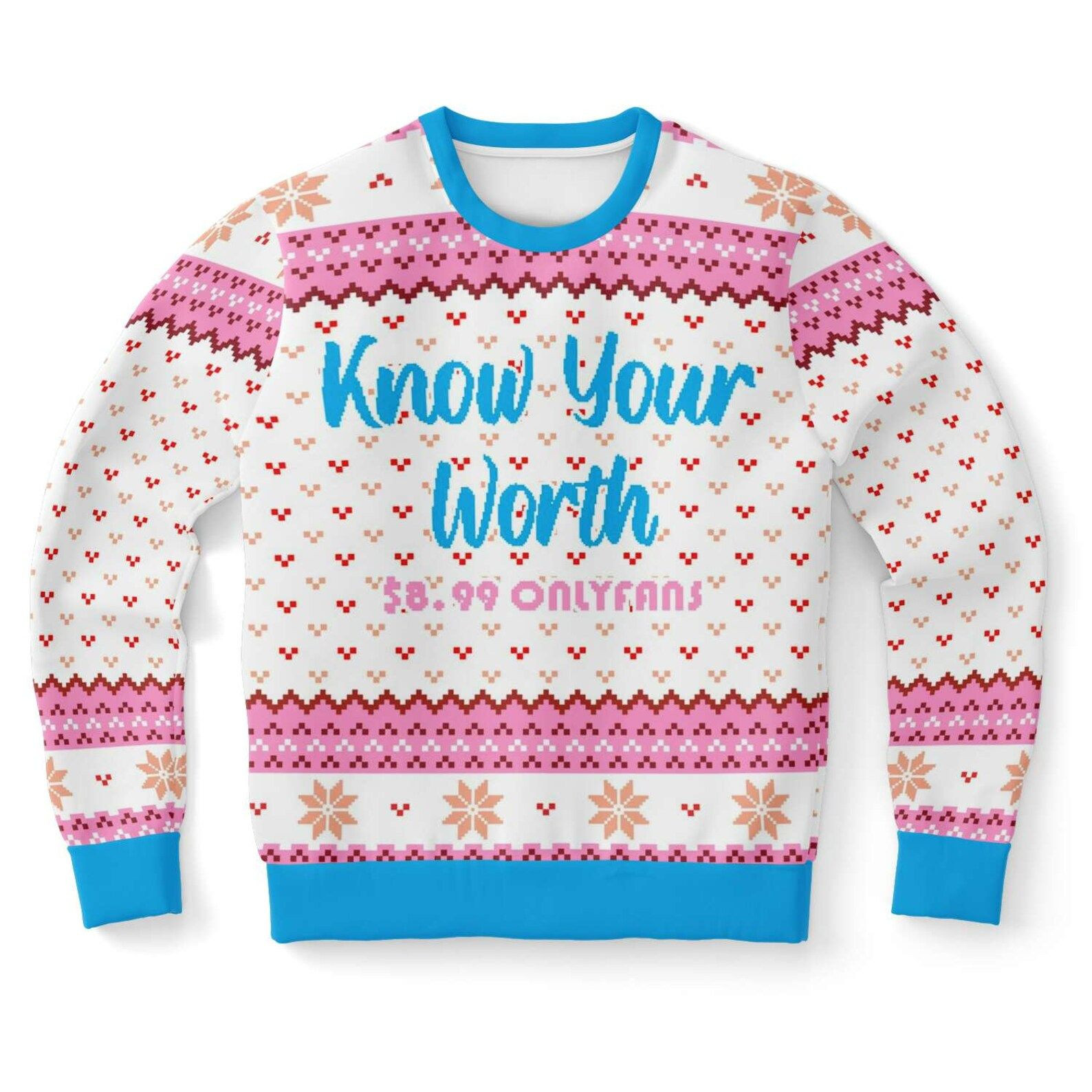 Know Your Worth Ugly Christmas Sweater Adult 3D Funny Matching for family