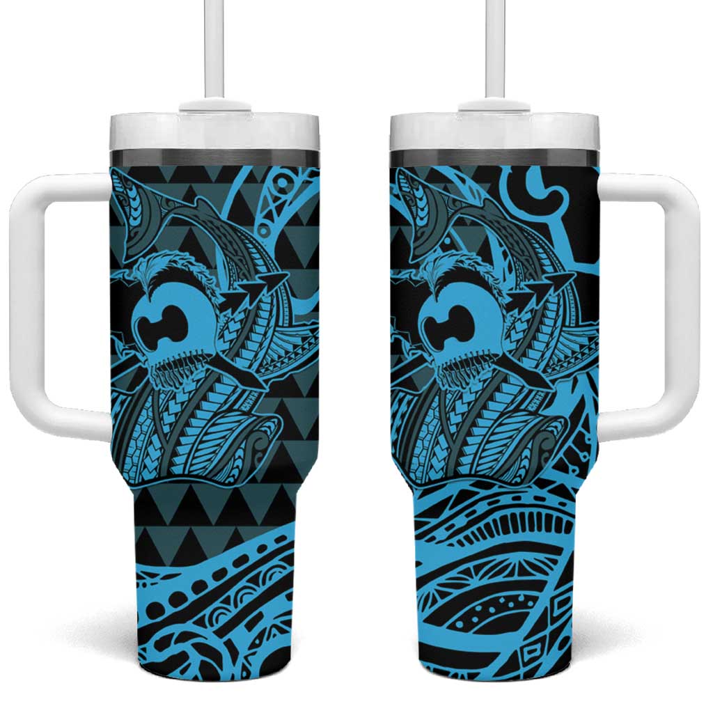 Koa Ikaika Warrior Helmet with Shark Blue Kakau Custom Stanley Cup 40 oz 30 oz Tumbler With HandleTVC2301355