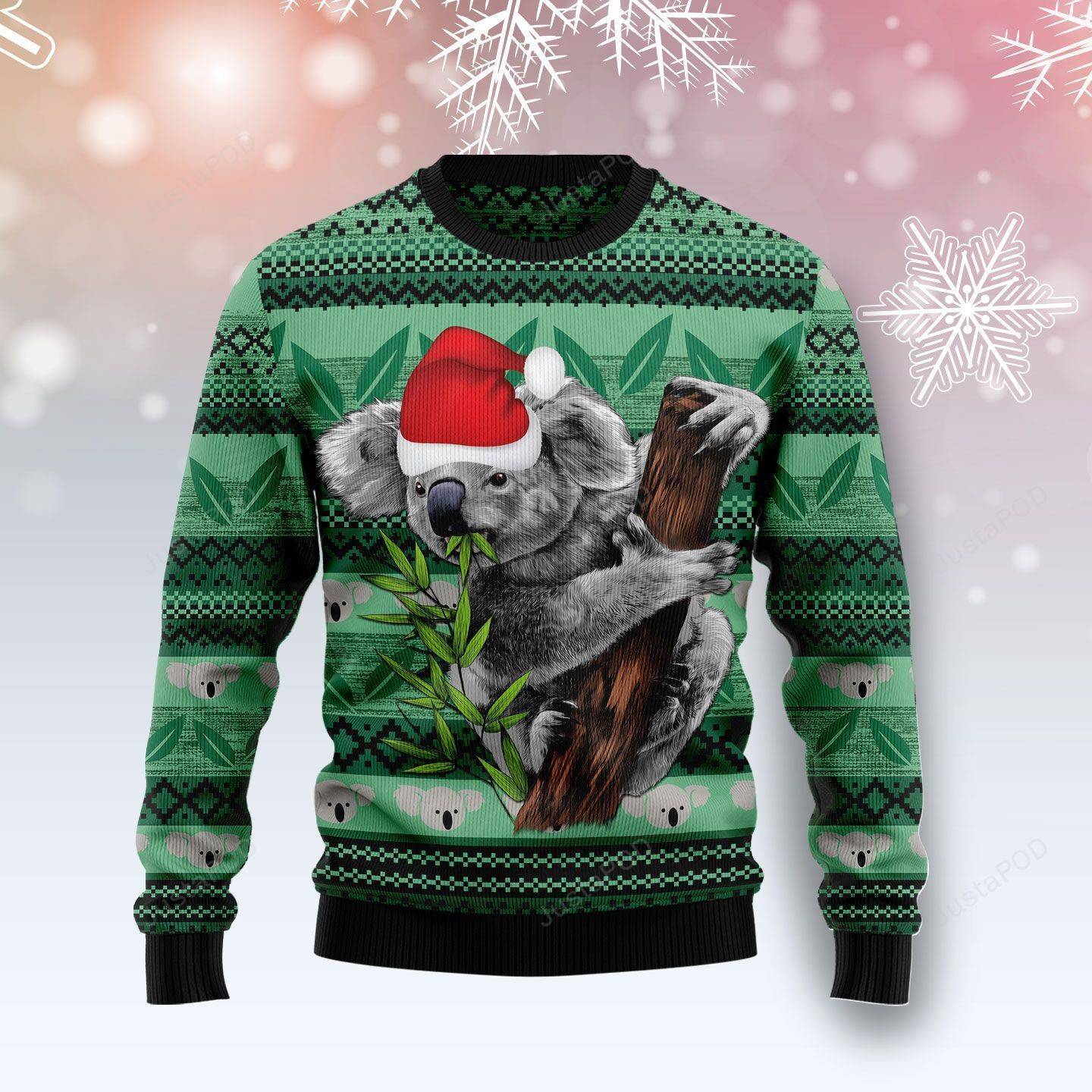 Koala Green Leaf Ugly Christmas Sweater Adult 3D Funny Matching for family