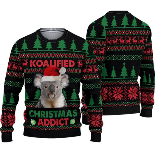 Koala Koalified Christmas Addict Ugly Knitted Christmas Sweater - Image 4