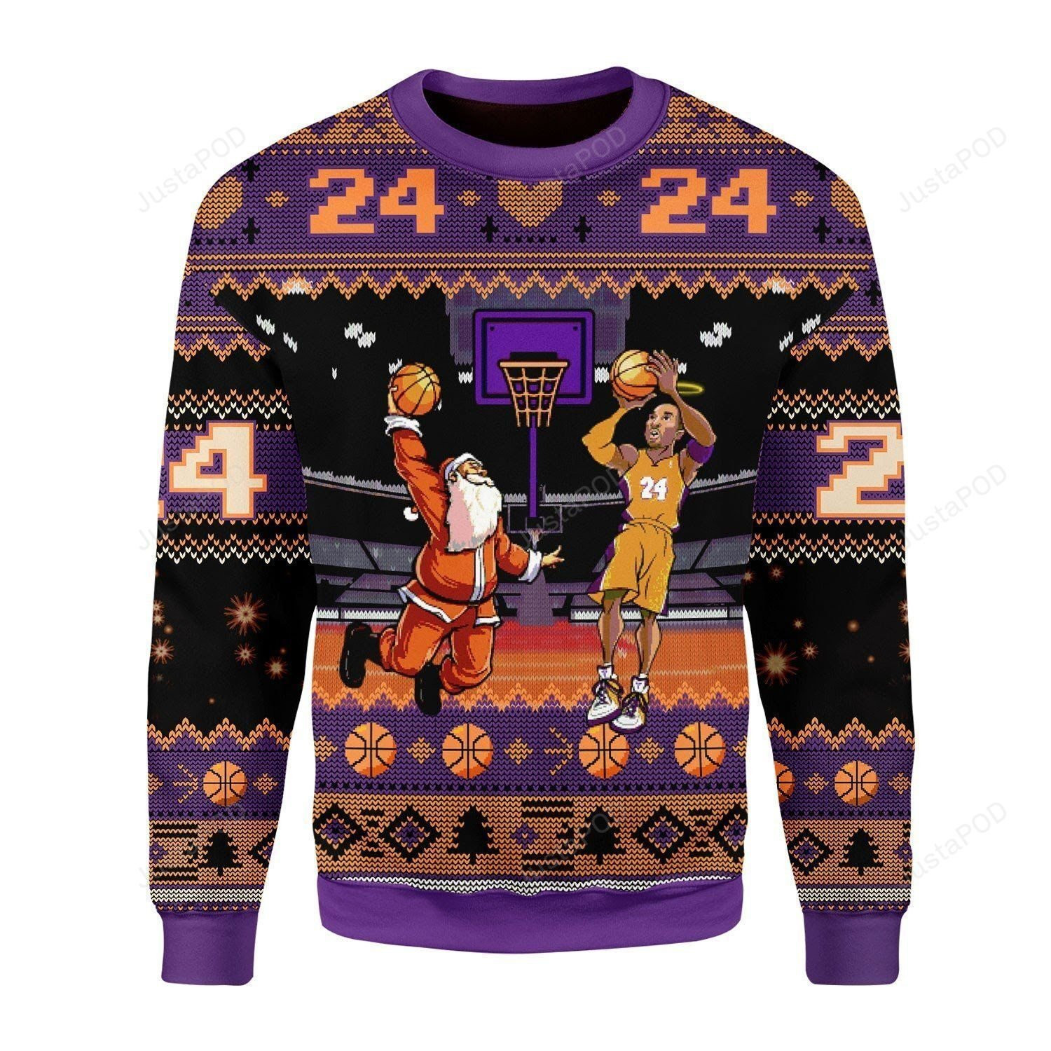 Kobe Bryan Santa Ugly Christmas Sweater Adult 3D Funny Matching for family