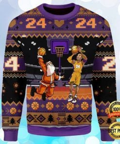 Kobe Bryant And Santa Claus Ugly Christmas Sweater Adult 3D Funny Matching for family