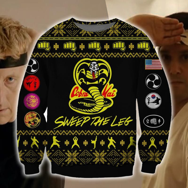 Kobra Kai Sweep The Leg Ugly Christmas Sweater Adult 3D Funny Matching for family