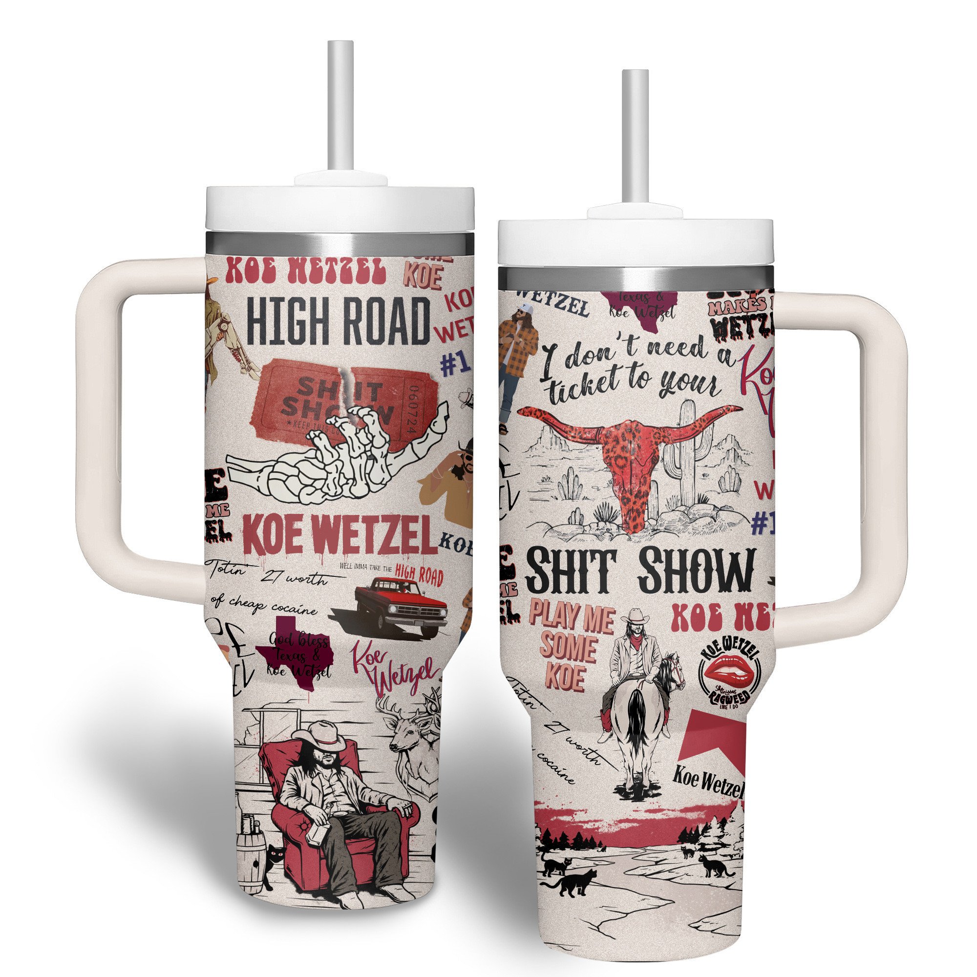 Koe Wetzel Music Custom Stanley Cup 40 oz 30 oz Tumbler With HandleTVC2301739