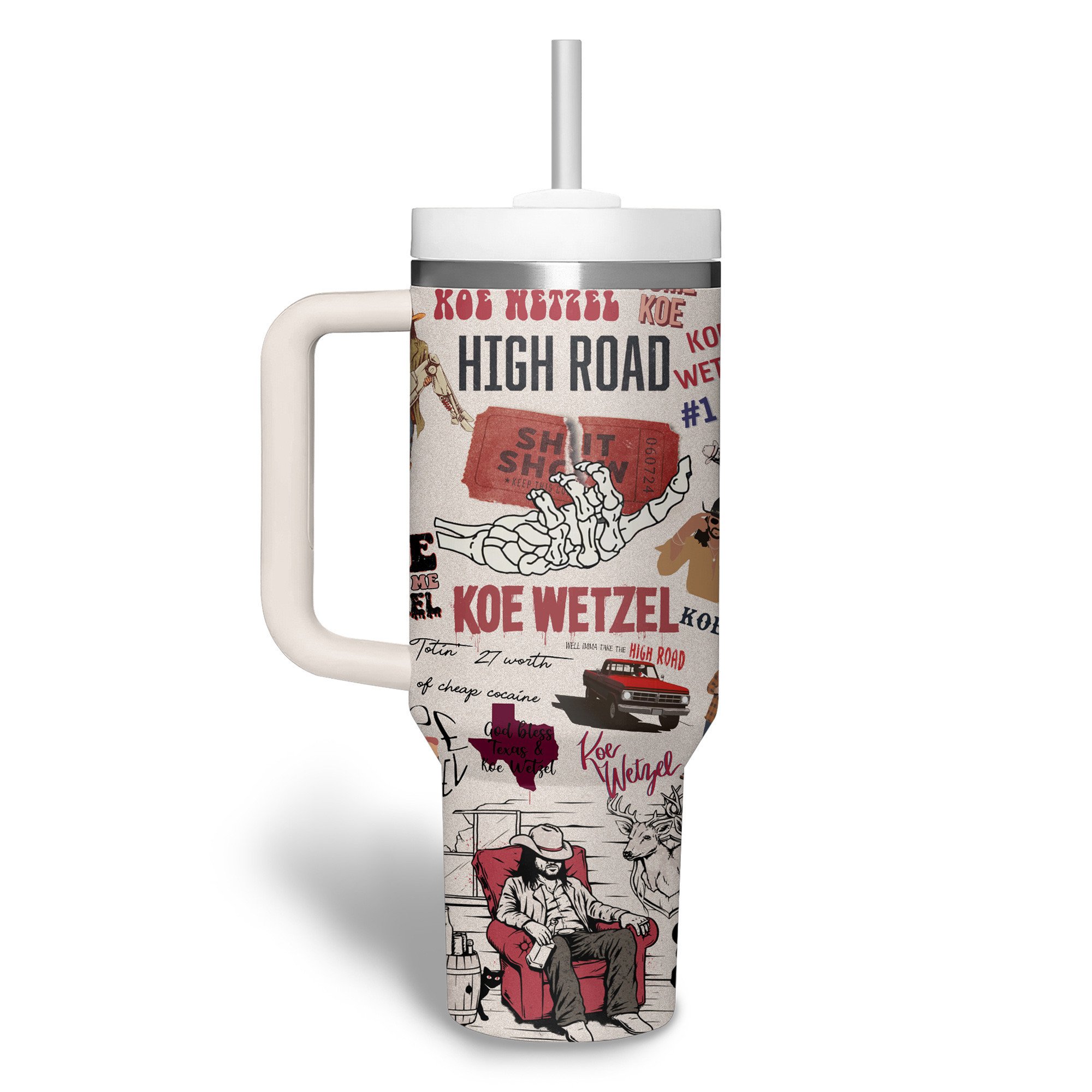 Koe Wetzel Music Custom Stanley Cup 40 oz 30 oz Tumbler With HandleTVC2301739 - Image 2