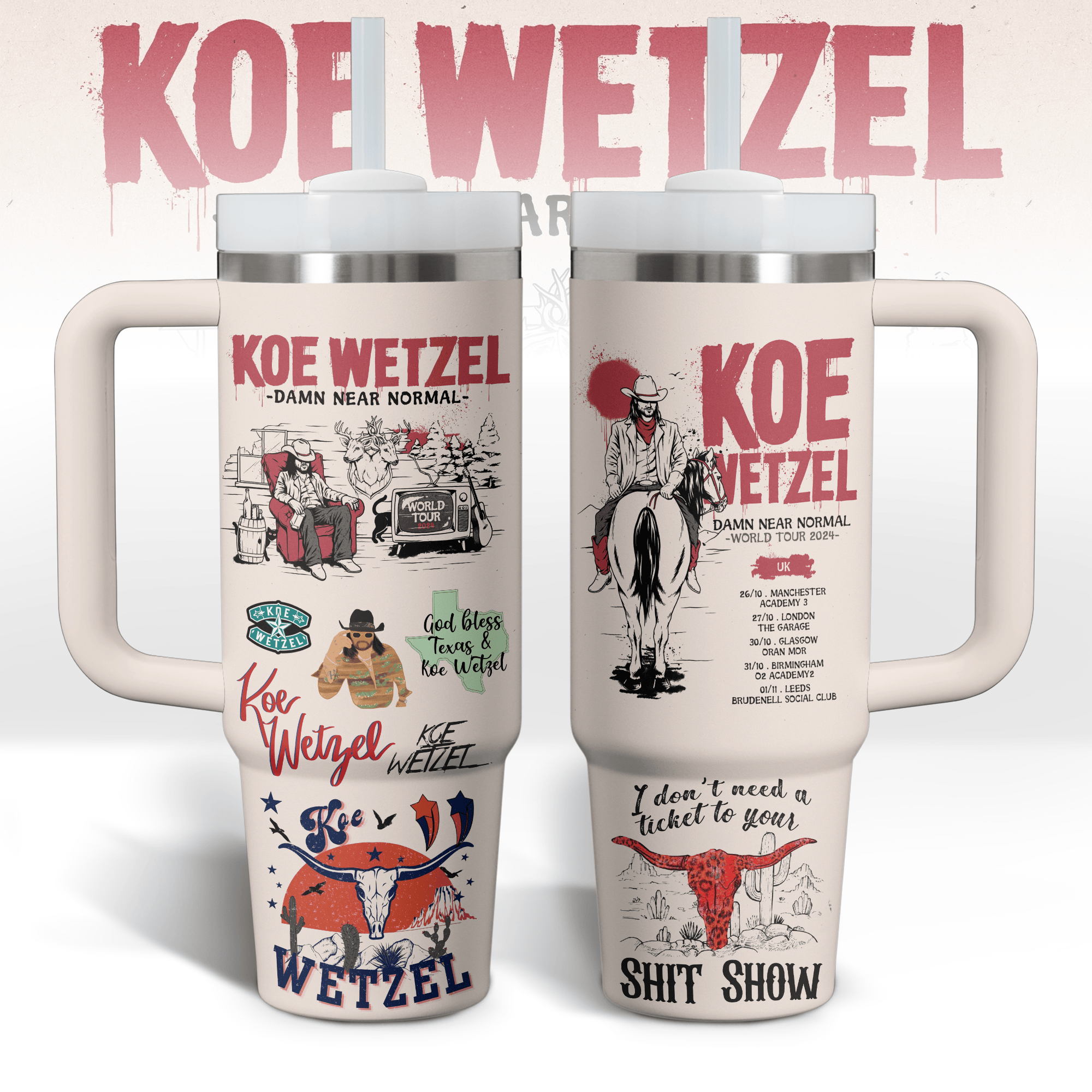 Koe Wetzel Music Custom Stanley Cup 40 oz 30 oz Tumbler With HandleTVC2301767