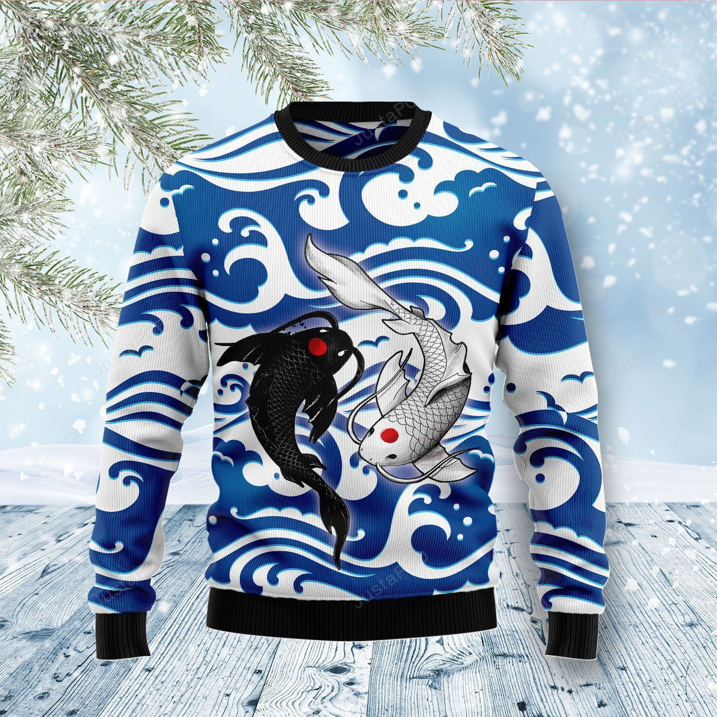 Koi Yin Yang Ugly Christmas Sweater Adult 3D Funny Matching for family