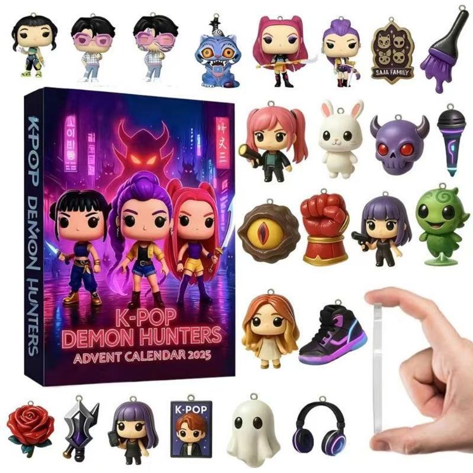 KPop Demon Hunters Advent Calendar Anime Doll Christmas Atmosphere Surprise Box New Year 24 Days Countdown Acrylic Pendant Gifts