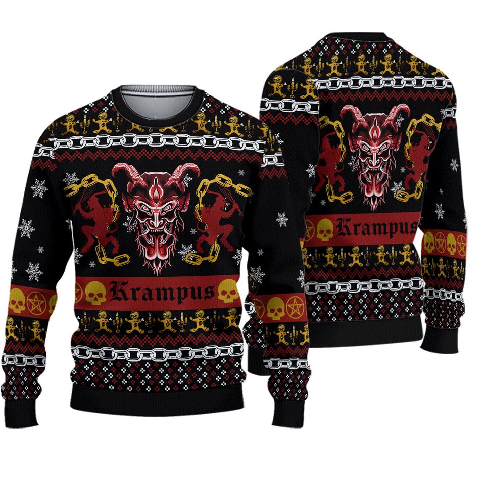 Krampus Horror Ugly Christmas Sweater UH1238, Ugly Christmas Sweater