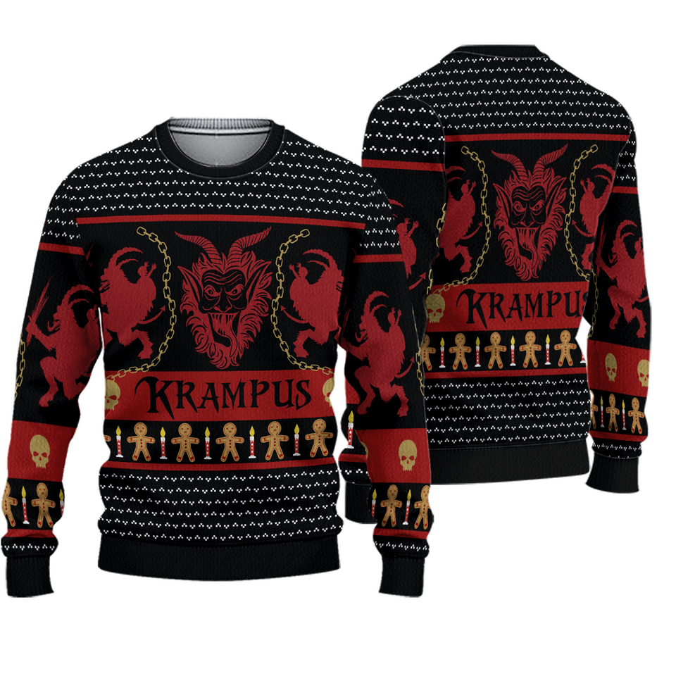 Krampus Ugly Knitted Christmas Krampus Xmas 3D Sweater