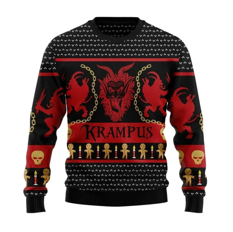 Krampus Ugly Knitted Christmas Sweatshirt, Krampus Xmas Sweater, Christmas Sweat