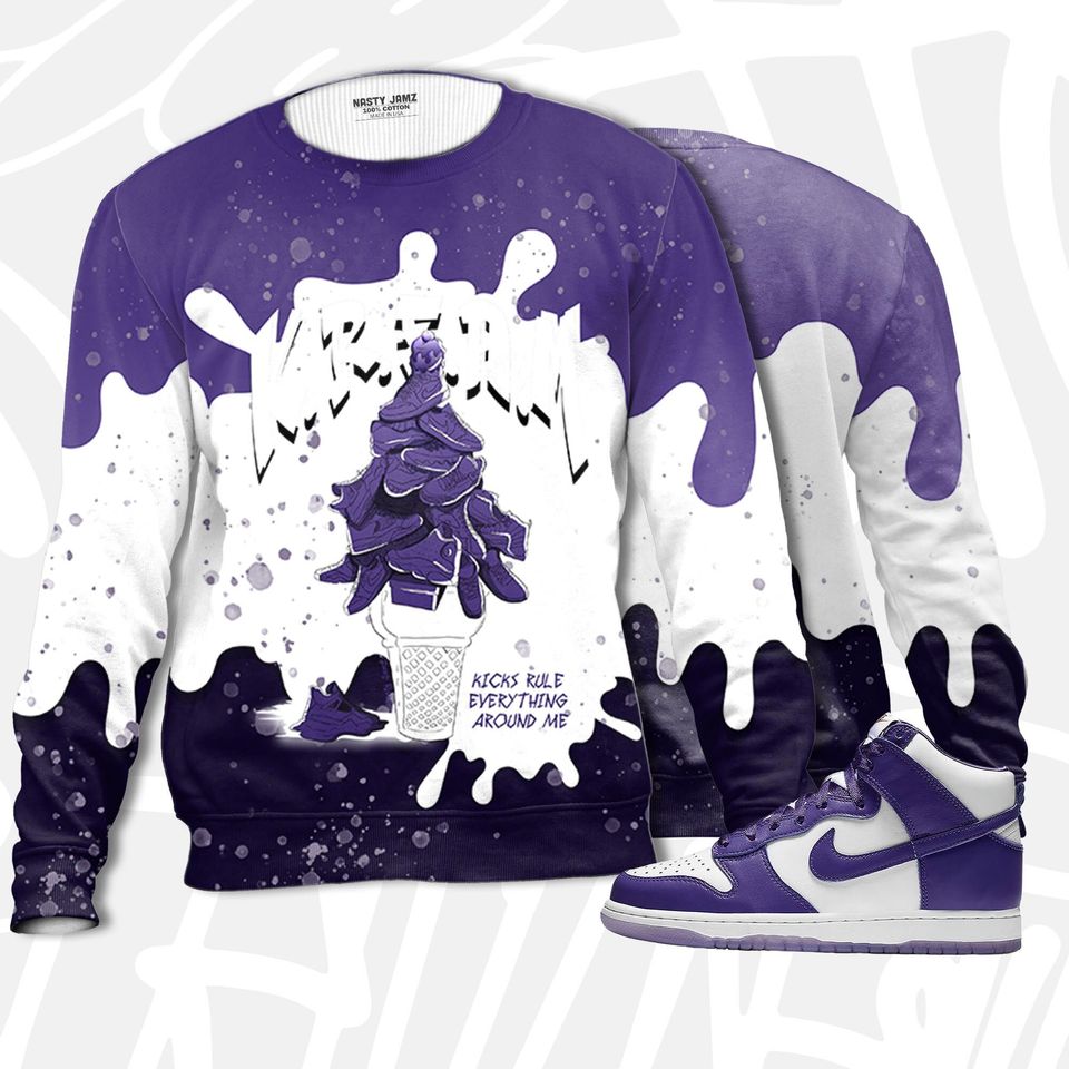 KREAM 3D Waffle Cone Sweatshirt Match Dunk High Varsity Purple