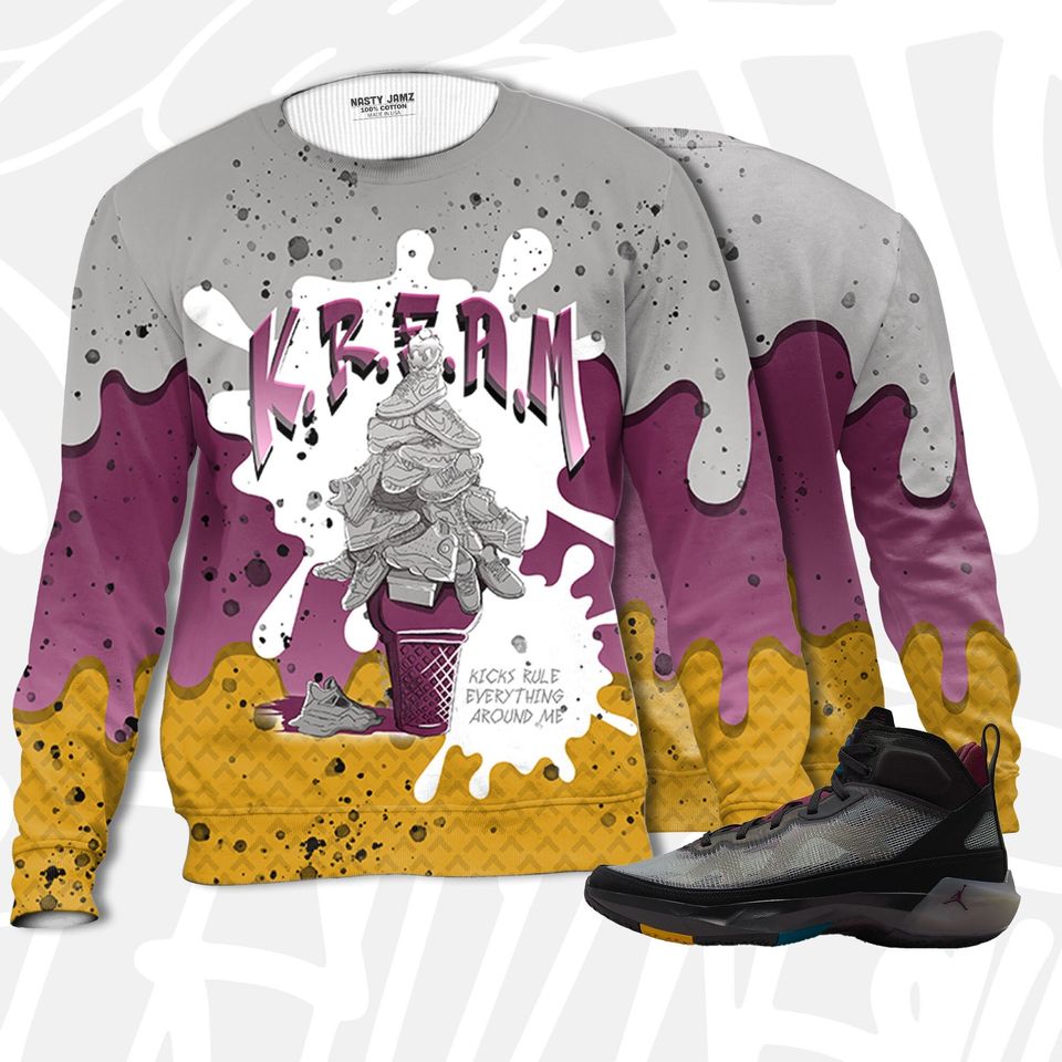KREAM 3D Waffle Cone Sweatshirt Match Jordan 37 Bordeaux