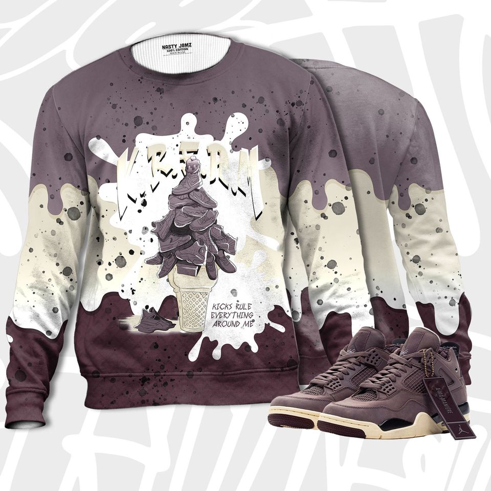 KREAM 3D Waffle Cone Sweatshirt Match Jordan 4 A Ma Maniere Violet Ore