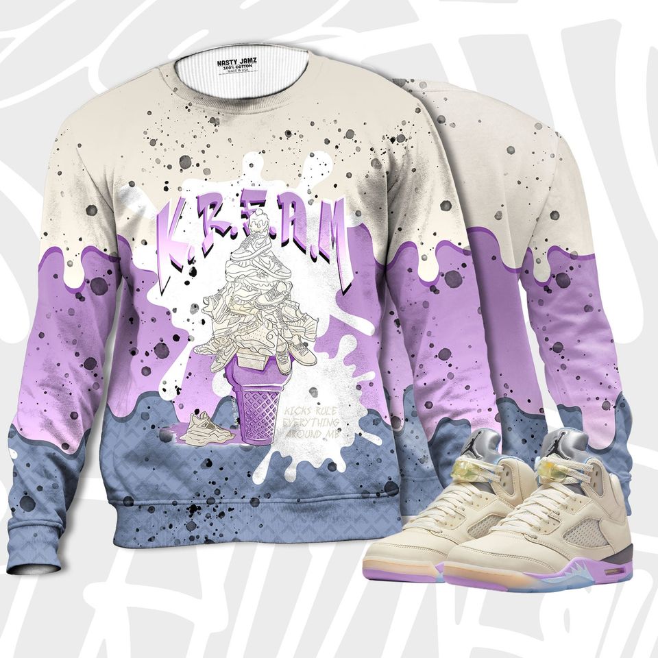 KREAM 3D Waffle Cone Sweatshirt Match Jordan 5 DJ Khaled Sail