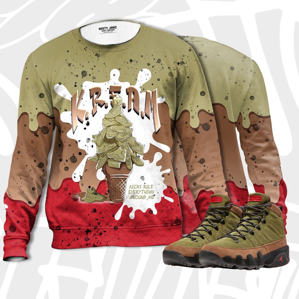 KREAM 3D Waffle Cone Sweatshirt Match Jordan 9 Boot NRG Beef And Broccoli