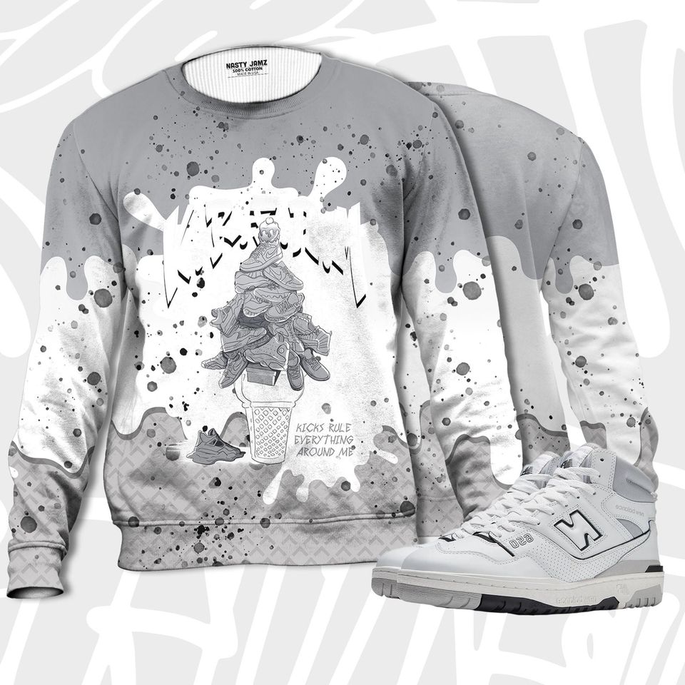 KREAM 3D Waffle Cone Sweatshirt Match NB 650 White Cloud Gray