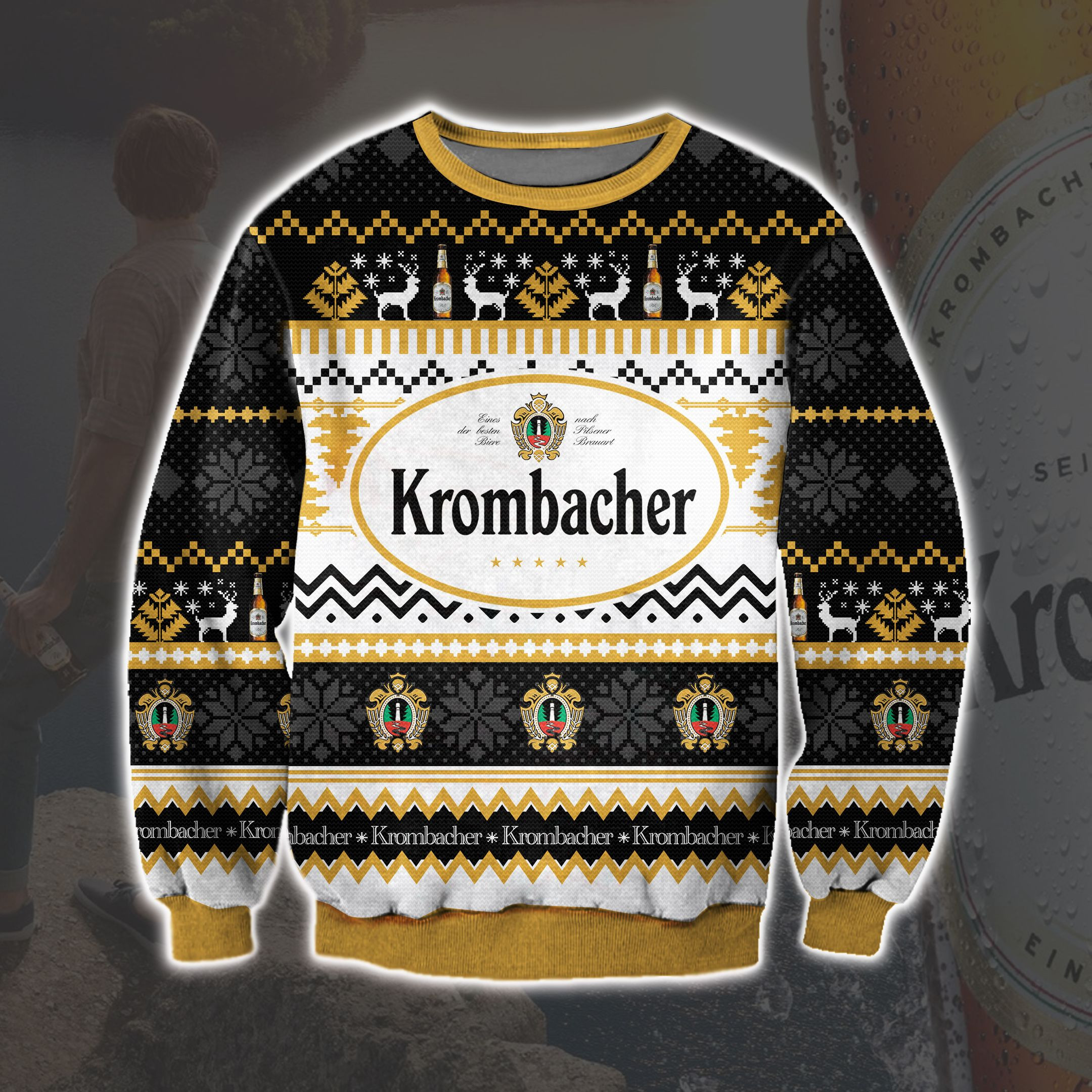 Krombacher Knitting Pattern 3D Print Ugly Christmas Sweater Adult 3D Funny Matching for family