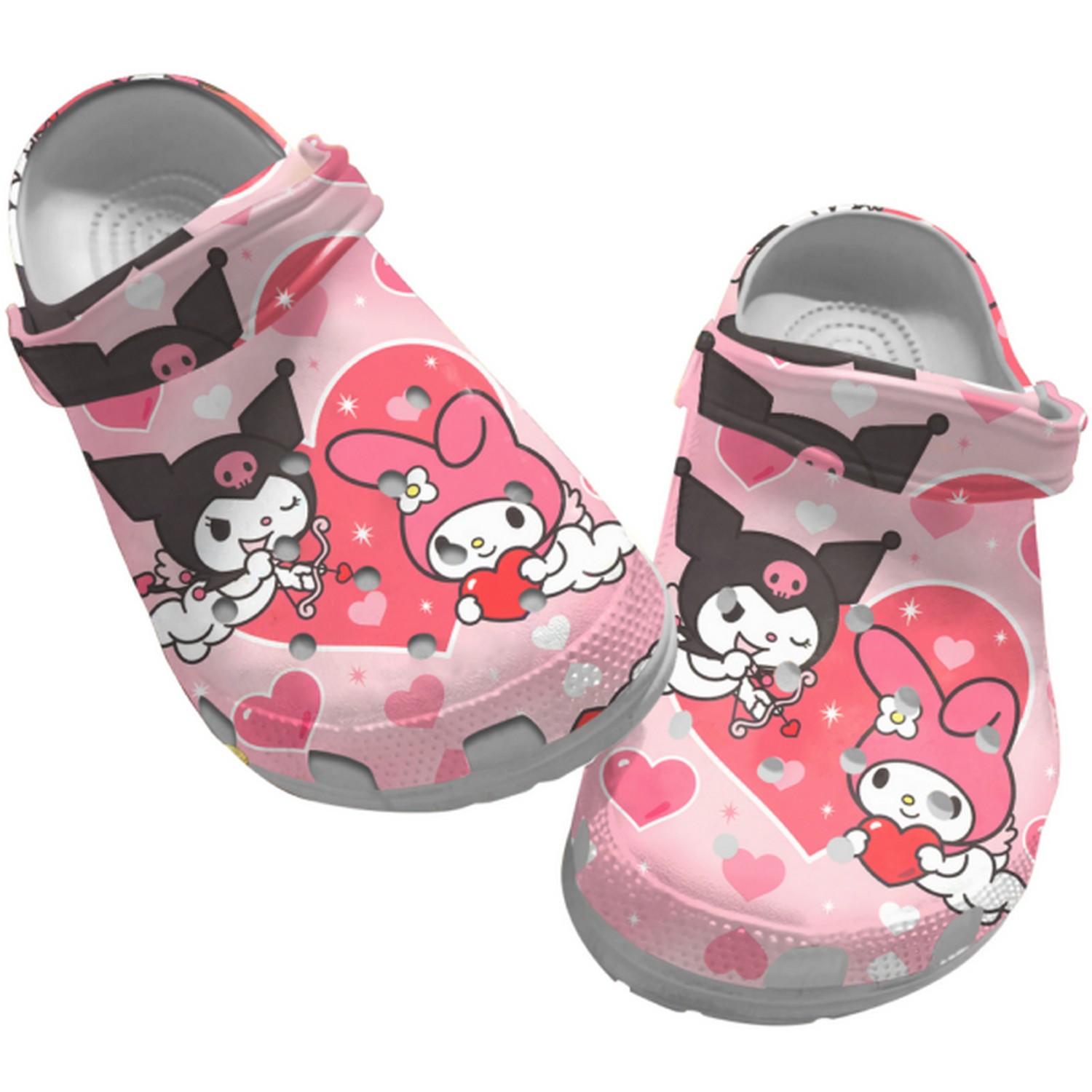 Kuromi And My Melody Cartoon Crocs Crocband Clogs Shoes Comfortable For Men Women and Kids