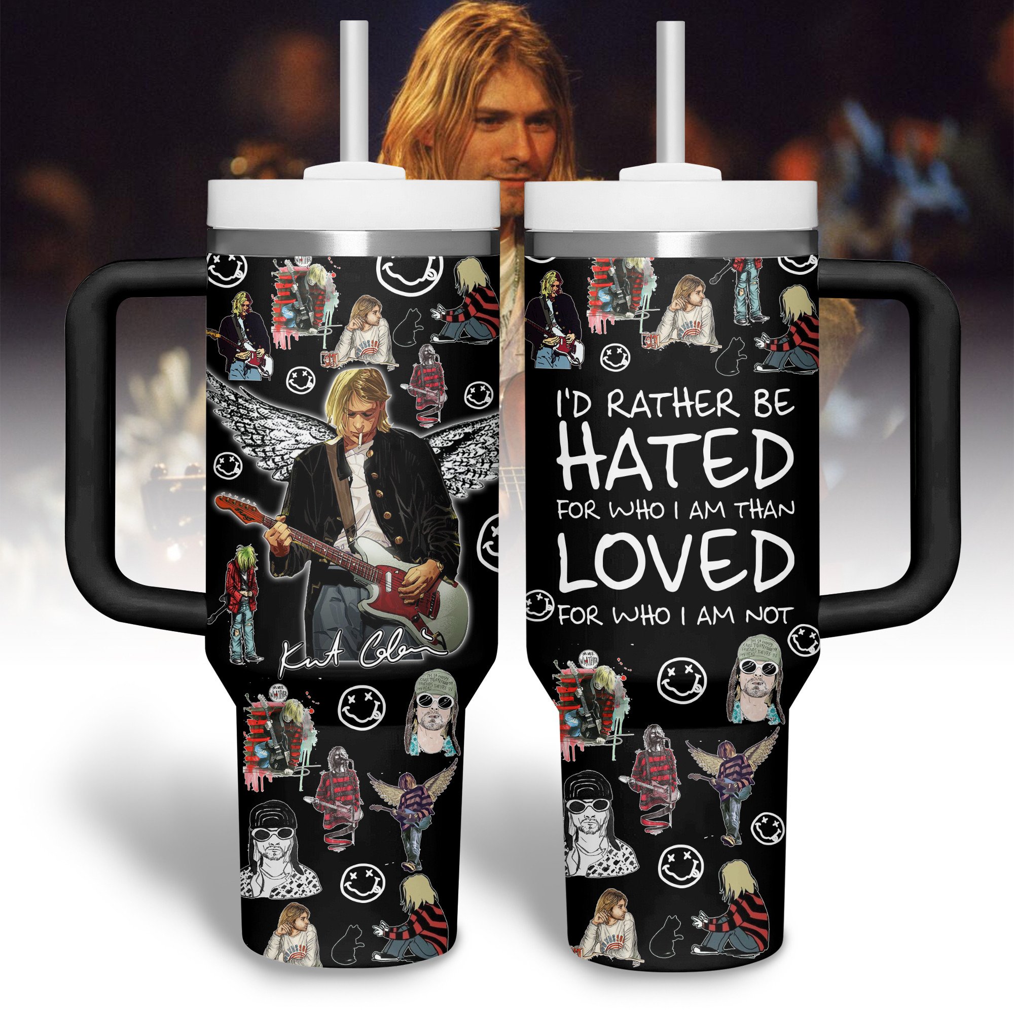 Kurt Cobain Music Custom Stanley Cup 40 oz 30 oz Tumbler With HandleTVC2301328