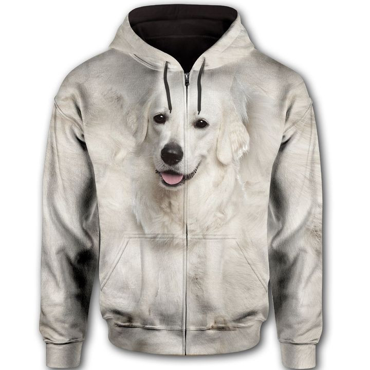 Kuvasz Cute Dog Face 3D All Over Print Hoodie, Zip Hoodie