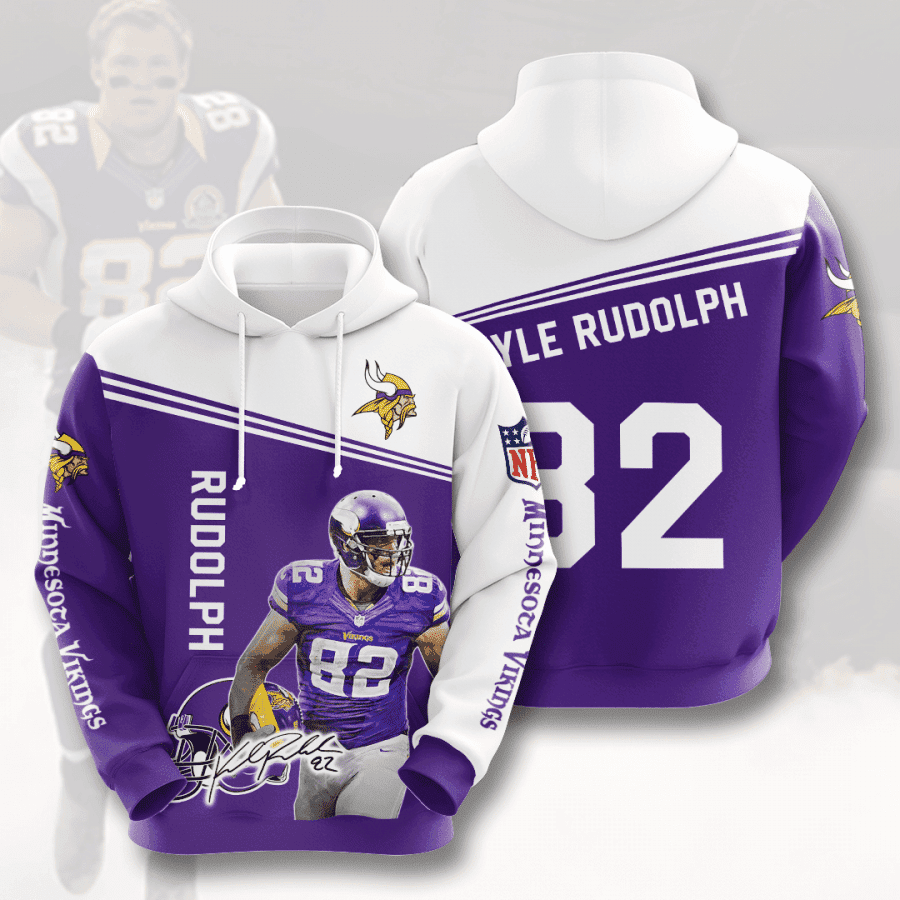 Kyle Rudolph 82 Minnesota Vikings 3D All Over Print Hoodie, Zip Hoodie