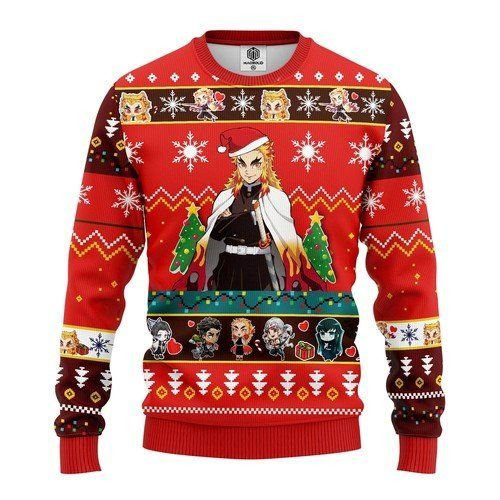 Kyojuro Rengoku Demon Slayer For Unisex Ugly Christmas Sweater Adult 3D Funny Matching for family