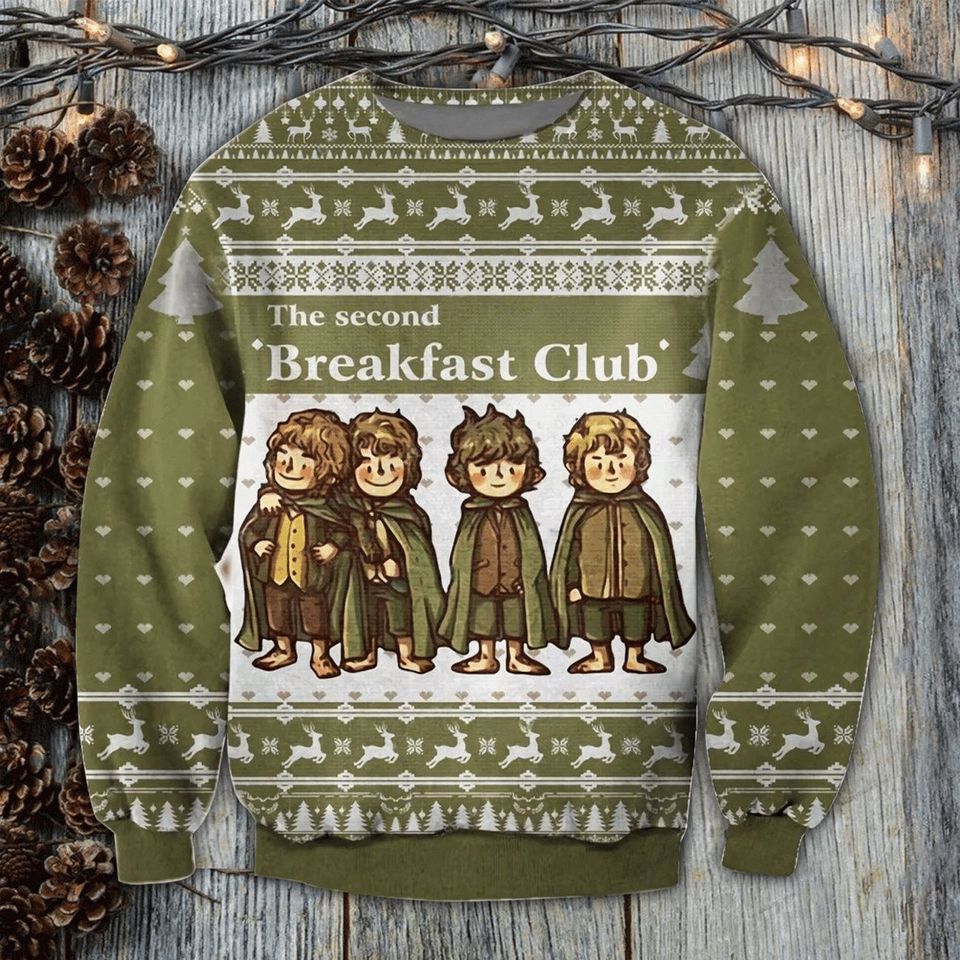 L O T R Second Breakfast Woolen Sweater, Ugly Christmas Sweater