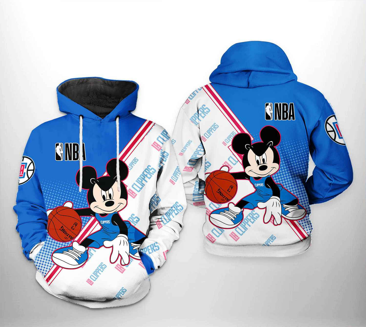 LA Clippers NBA Mickey 3D All Over Print Hoodie, Zip Hoodie