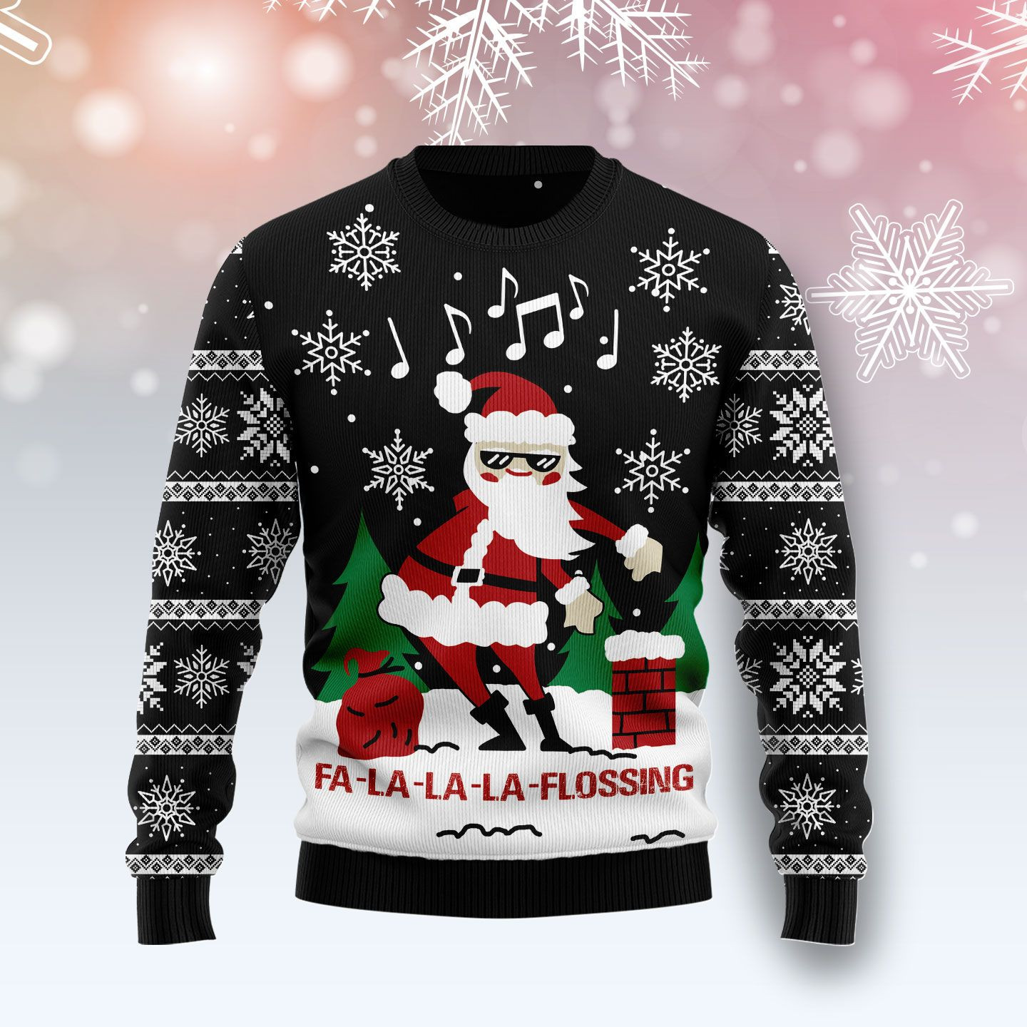 La La La Flossing Santa Claus Ugly Christmas Sweater Adult 3D Funny Matching for family