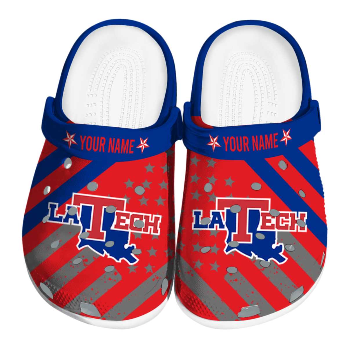 LA Tech NCAA Sport Crocs Crocband Clogs Shoes Comfortable For Men Women and Kids