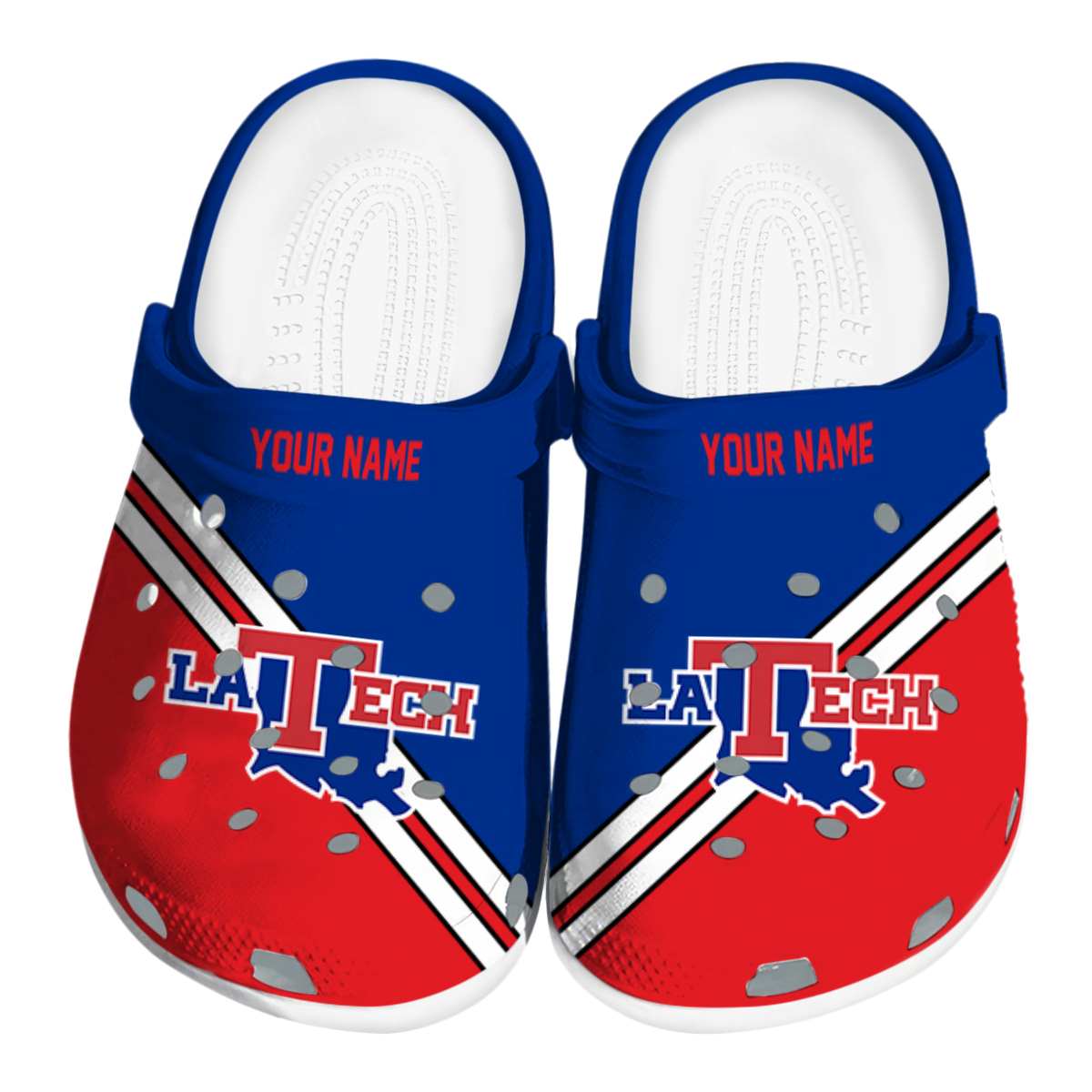 LA Tech NCAA Sport Crocs Crocband Clogs Shoes Comfortable For Men Women and Kids