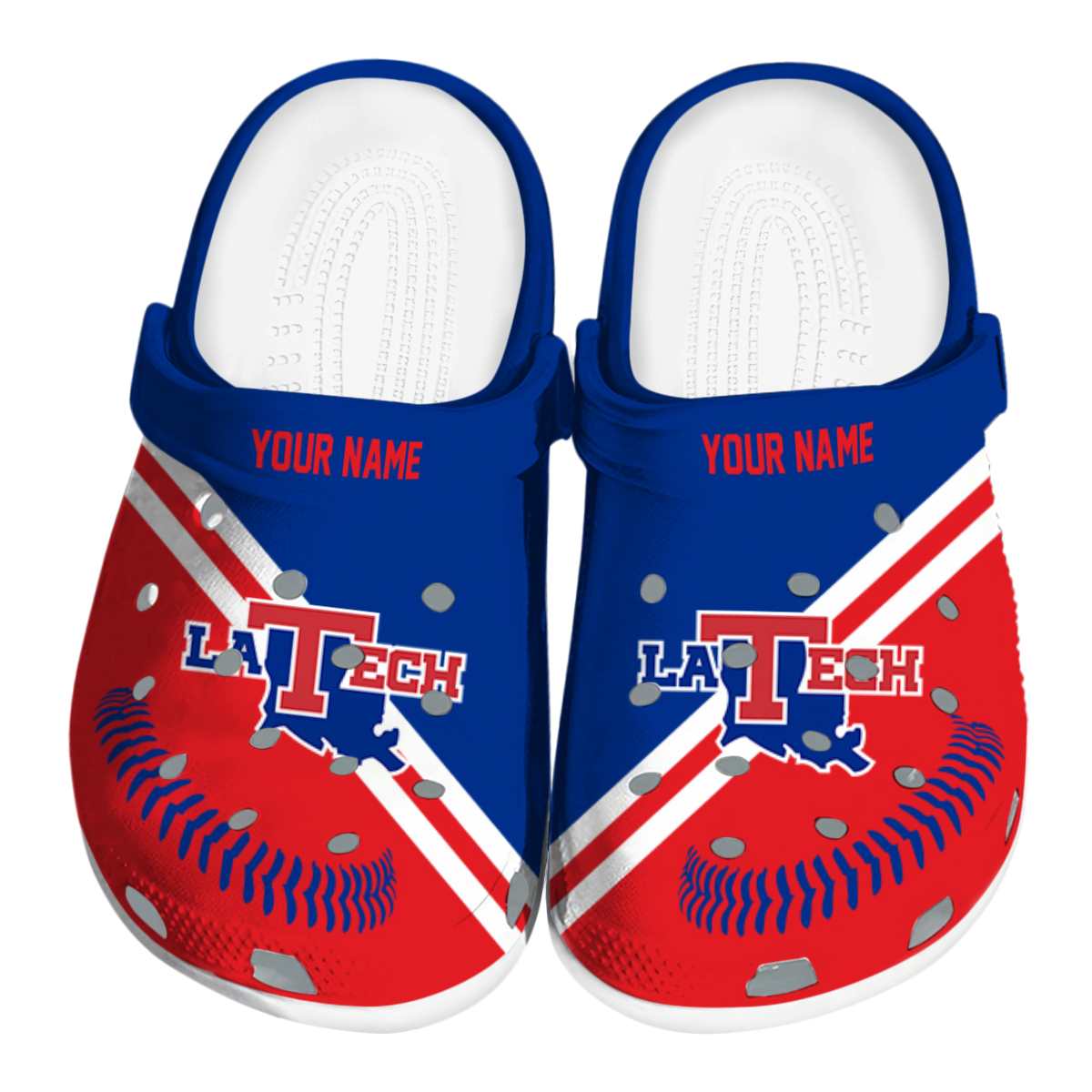 LA Tech NCAA Sport Crocs Crocband Clogs Shoes Comfortable For Men Women and Kids