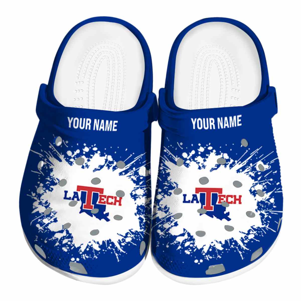 LA Tech NCAA Sport Crocs Crocband Clogs Shoes Comfortable For Men Women and Kids