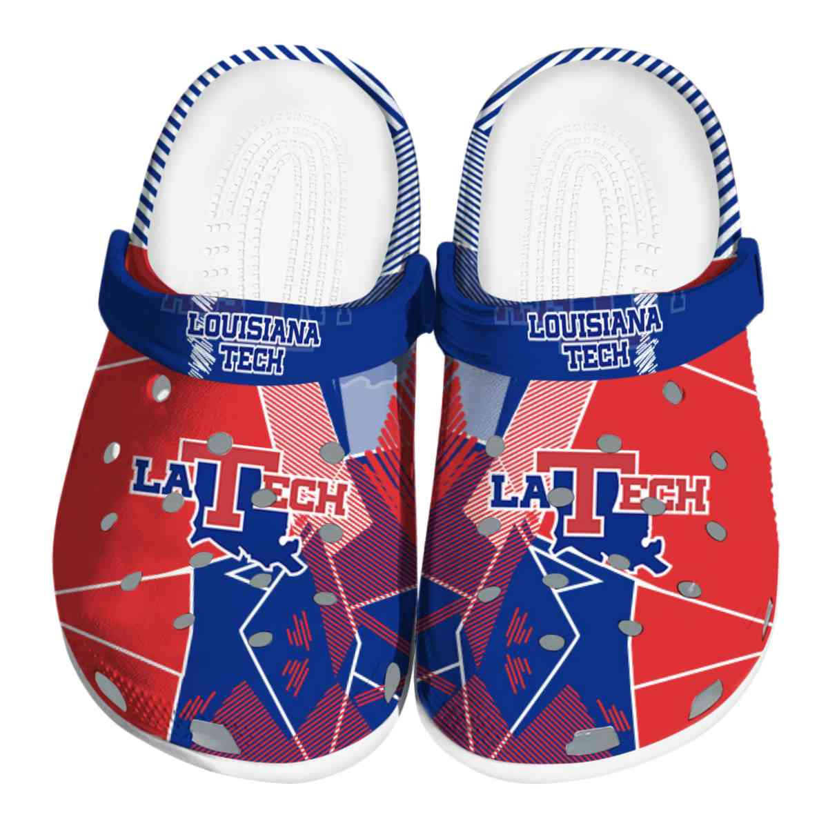 LA Tech NCAA Sport Crocs Crocband Clogs Shoes Comfortable For Men Women and Kids