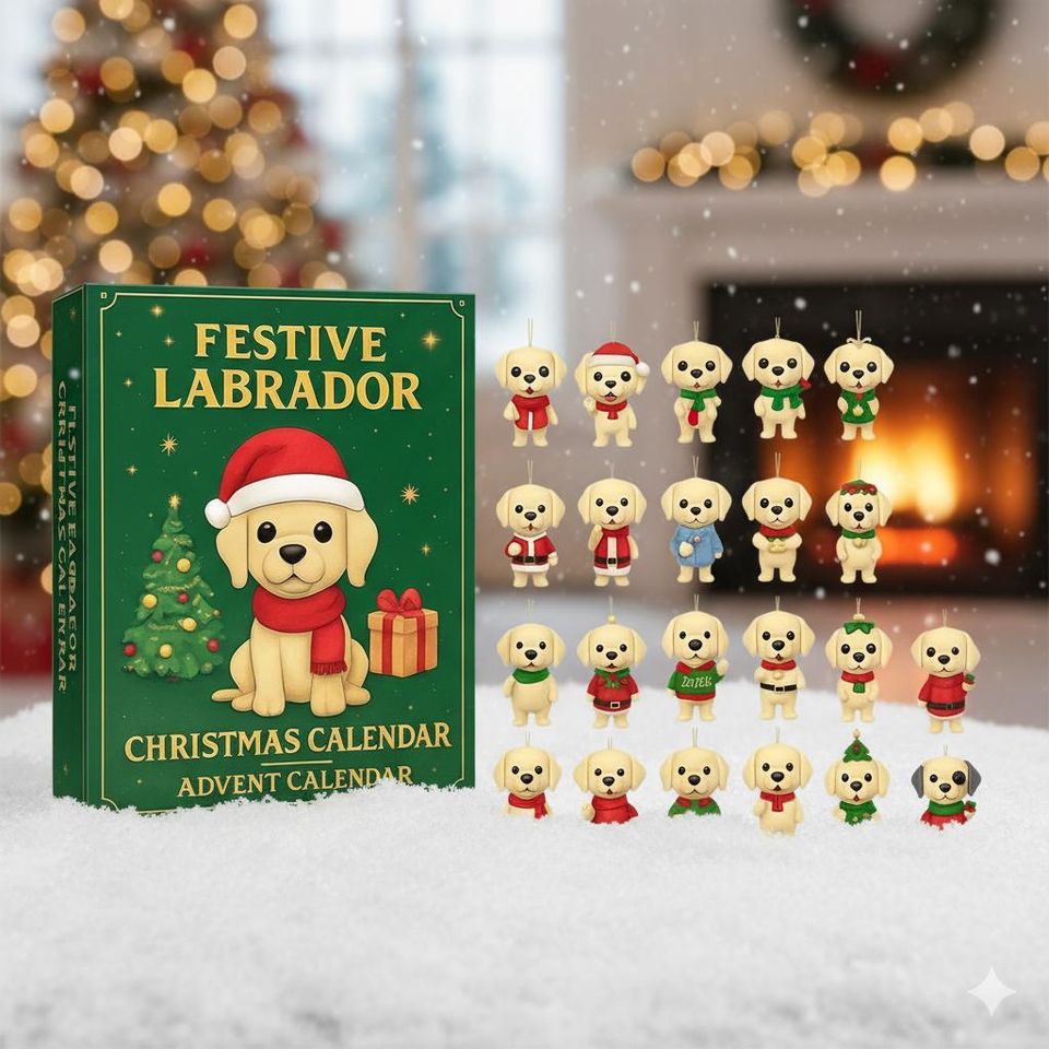Labrador Advent Calendar 2025, 24 Acrylic Dog Ornaments, Christmas Countdown Gift for Pet Lovers