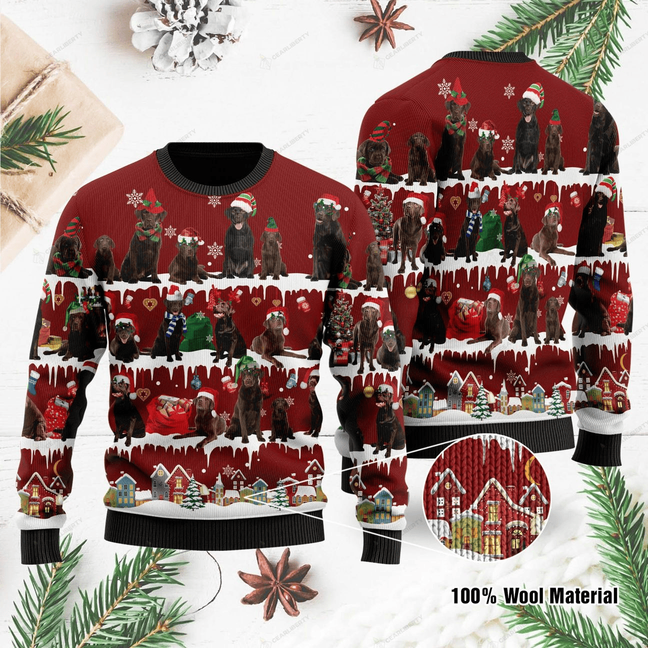 Labrador Dog Ugly Christmas Sweater Adult 3D Funny Matching for family
