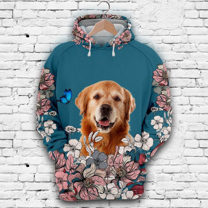 Labrador Retriever And Flower 3D All Over Print Hoodie, Zip Hoodie