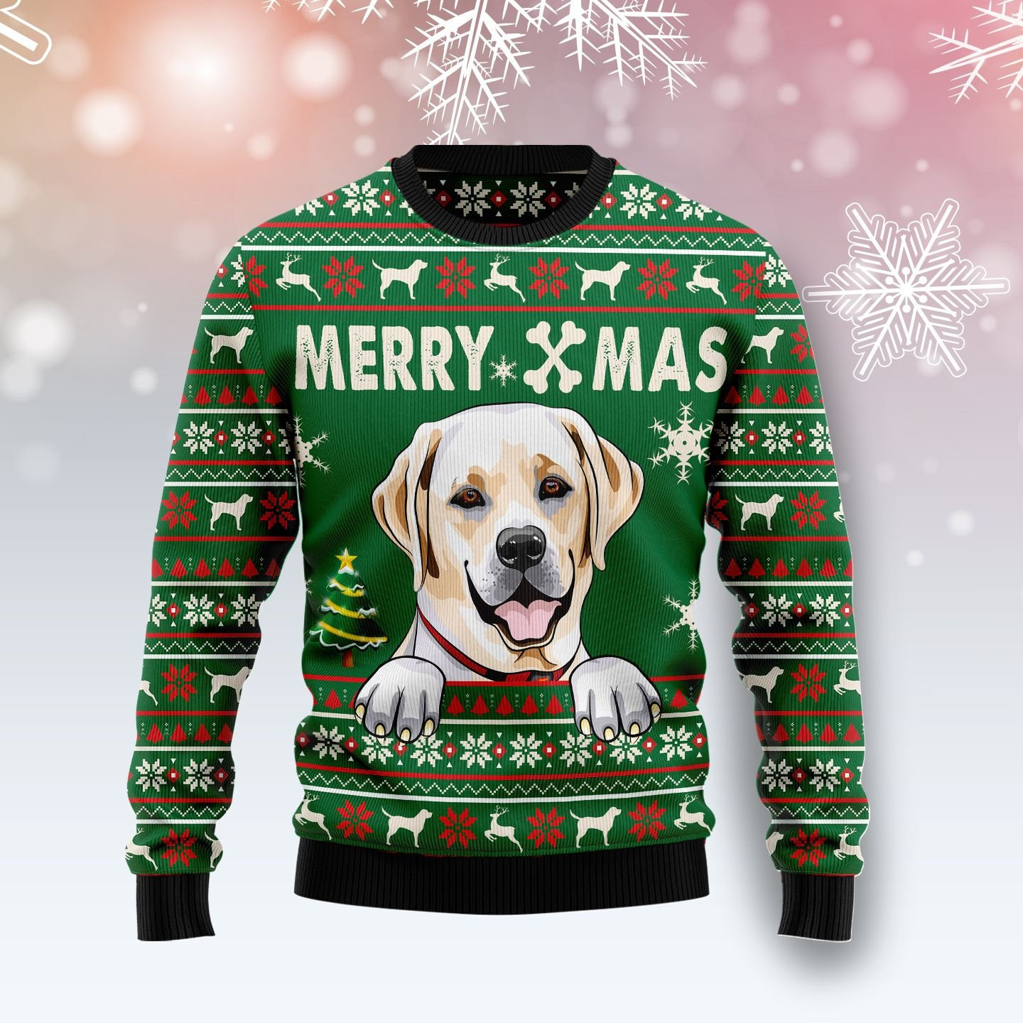 Labrador Retriever Merry Xmas Ugly Christmas Sweater Adult 3D Funny Matching for family
