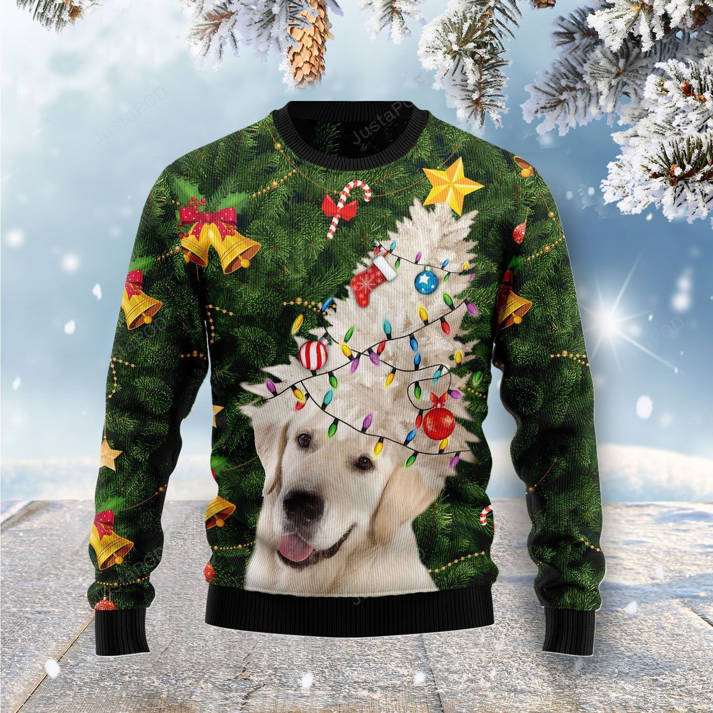 Labrador Retriever Noel Tree Ugly Christmas Sweater Adult 3D Funny Matching for family
