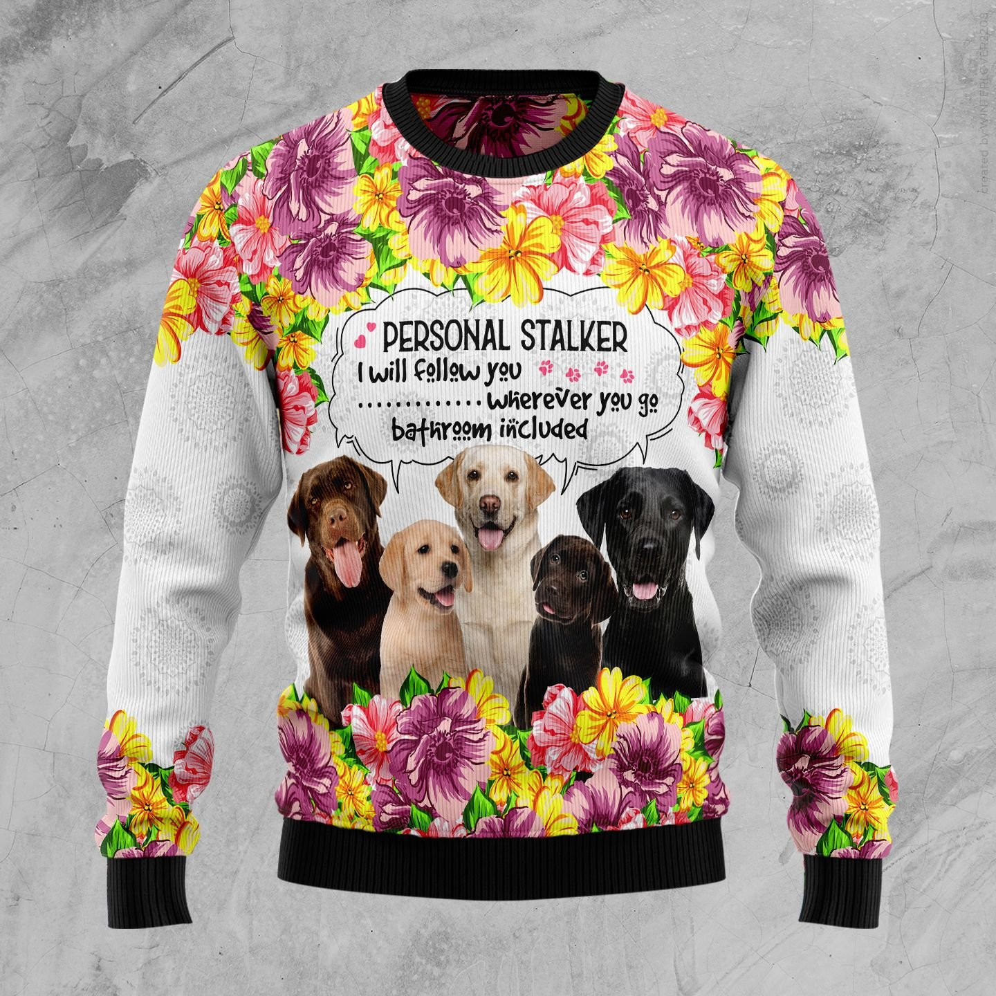 Labrador Retriever Personal Stalker Ugly Christmas Sweater Adult 3D Funny Matching for family