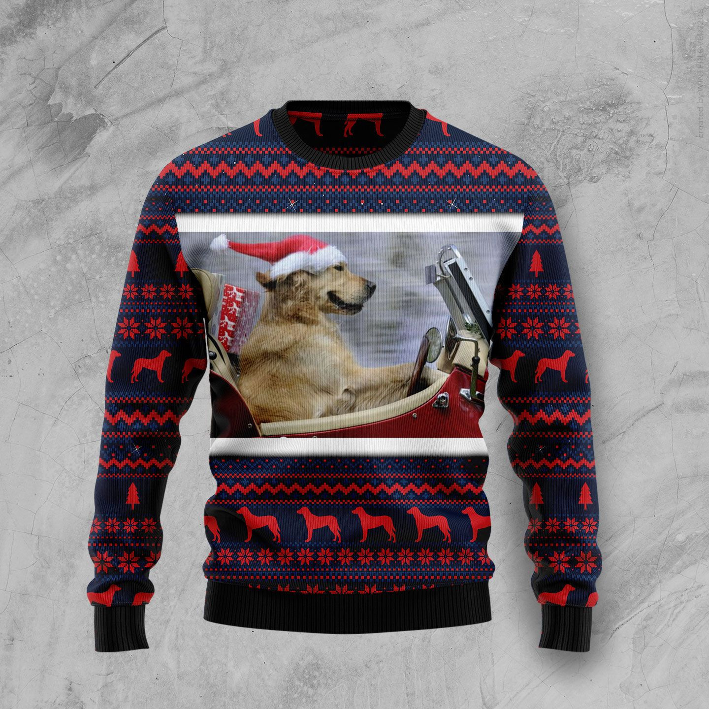 Labrador Retriever Ride Ugly Christmas Sweater Adult 3D Funny Matching for family