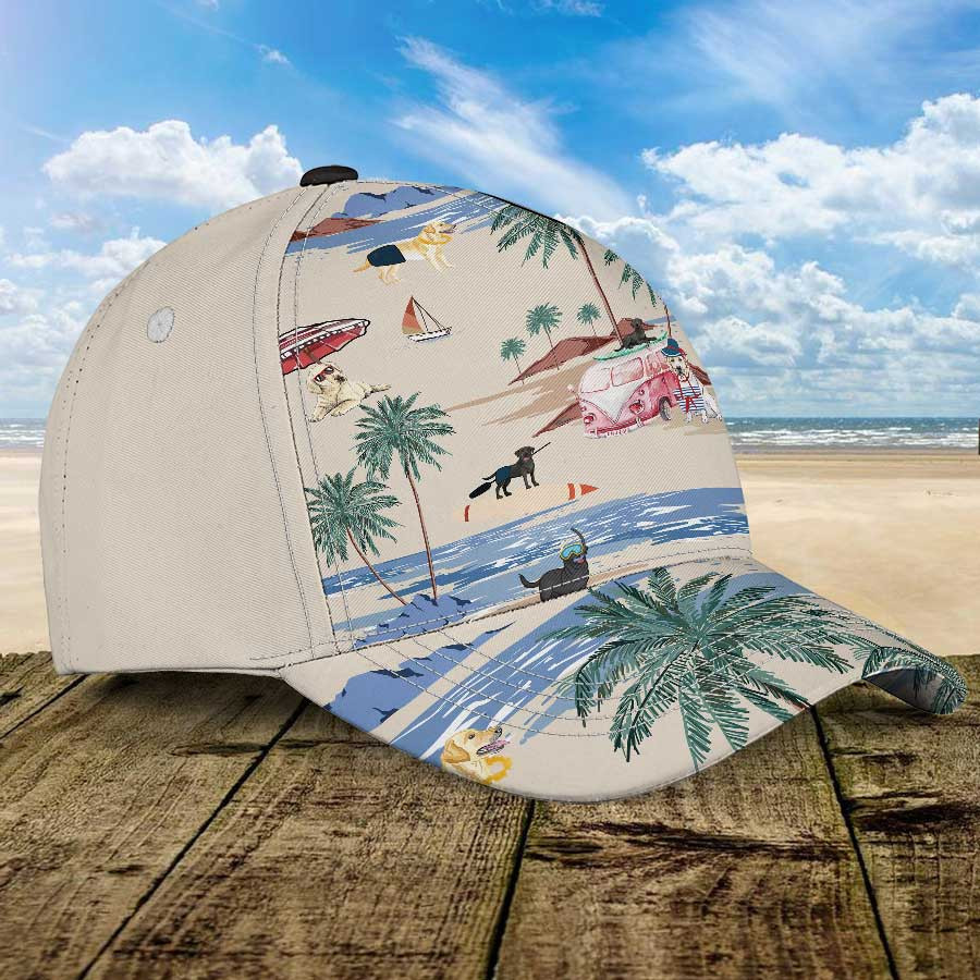 Labrador Retriever Summer Beach Hawaiian Cap, Dog Beach Summer Hat Trucker Hats Custom Hats Gifts For Men & Women