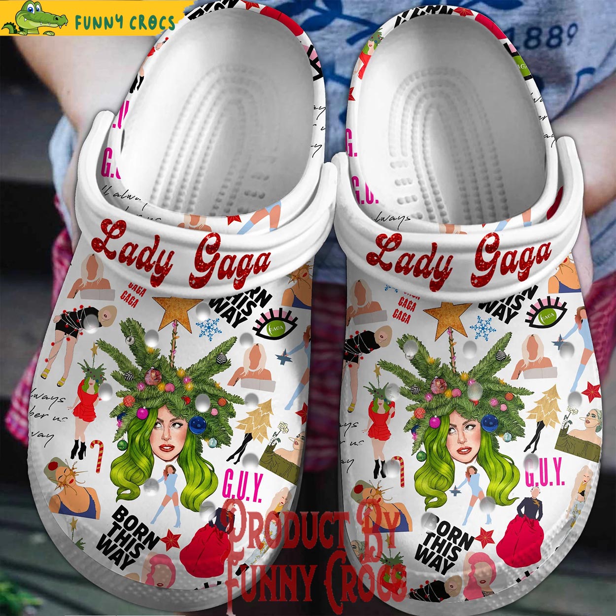 Lady Gaga Music Christmas Crocs Crocband Clogs Shoes Comfortable For Men Women and Kids