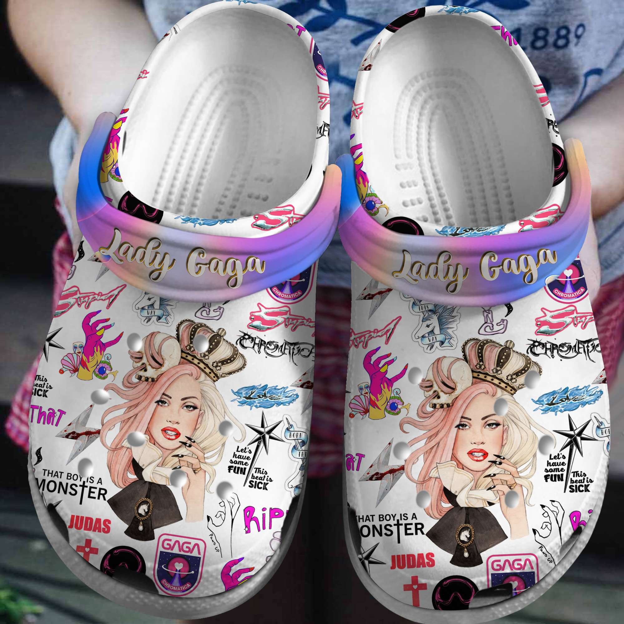 Lady Gaga Music Crocs Crocband Clogs Shoes Comfortable For Men Women and Kids