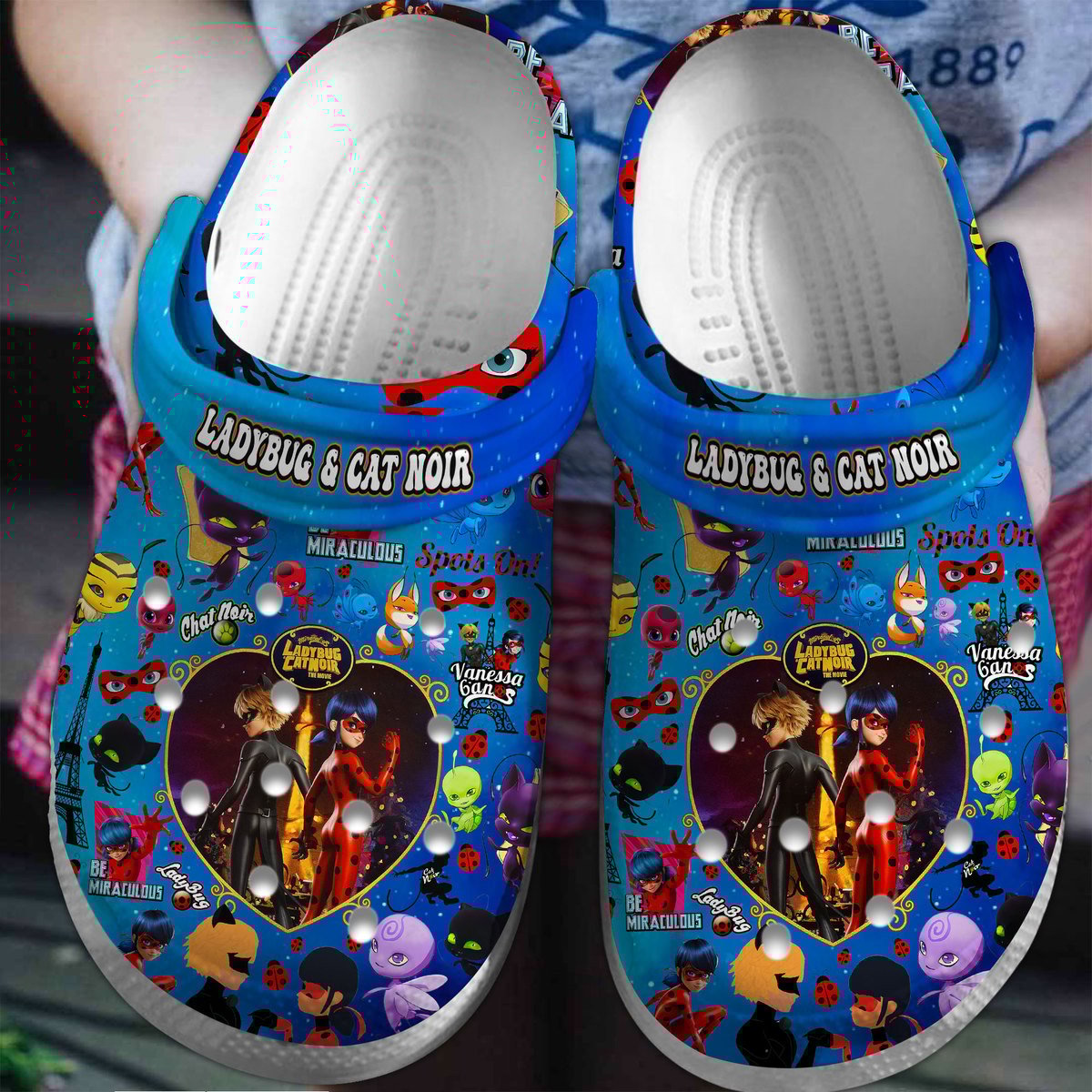 Ladybug And Cat Noir Cartoon Crocs Crocband Clogs Shoes Comfortable For Men Women and Kids